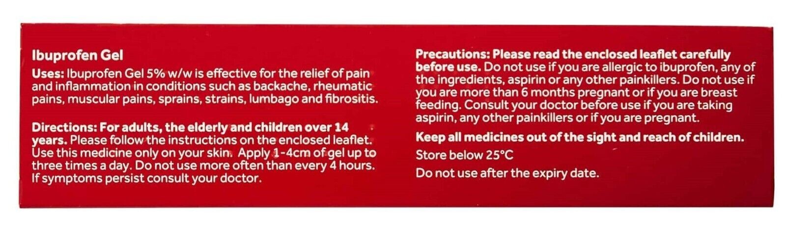 Ibuprofen Topical Gel 50G Rapid Pain Relief Back Rheumatic Muscular Pain