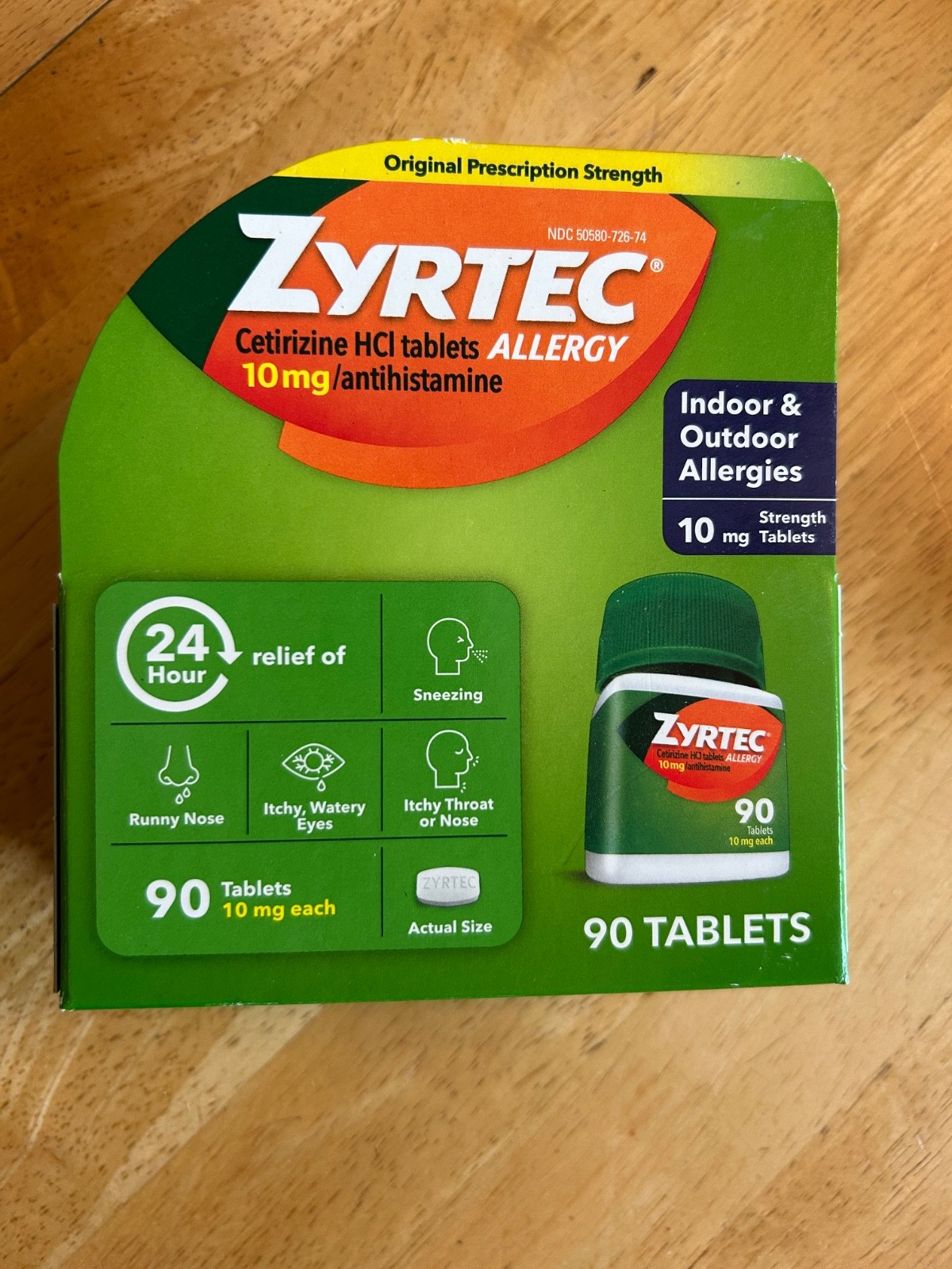 Zyrtec 24-Hour Allergy Relief Tablets 90ct x 7 plus 60ct x 3, (810) Total Tablet