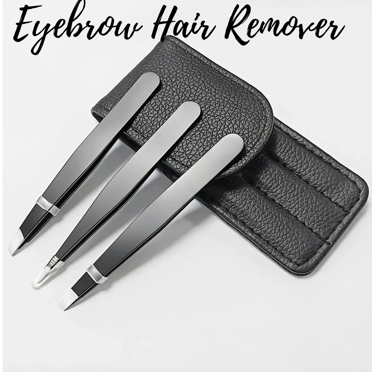 Professional 3PC Stainless Steel Tweezers Set Slant Tip Eyebrow Hair Remover