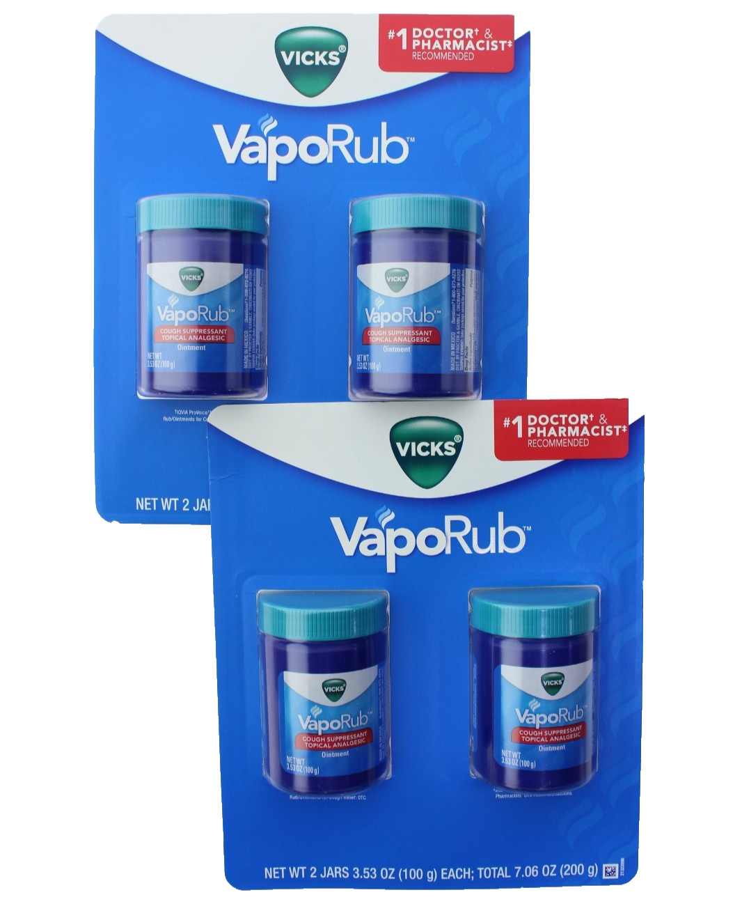 4-JARS Vicks Vaporub Cough Suppressant Topical Ointment 3.53 oz (Total 14.12 oz)