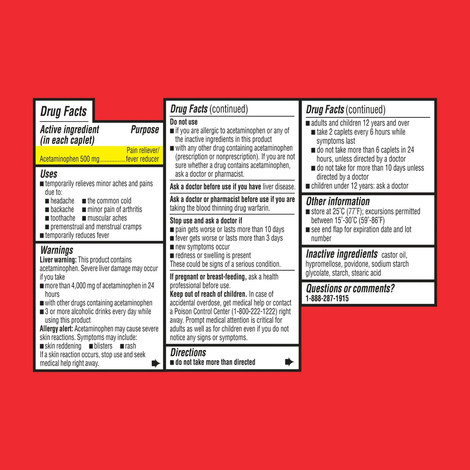 Equate Extra Strength Pain Reliever – 500mg Caplets, 40 Count – NEW