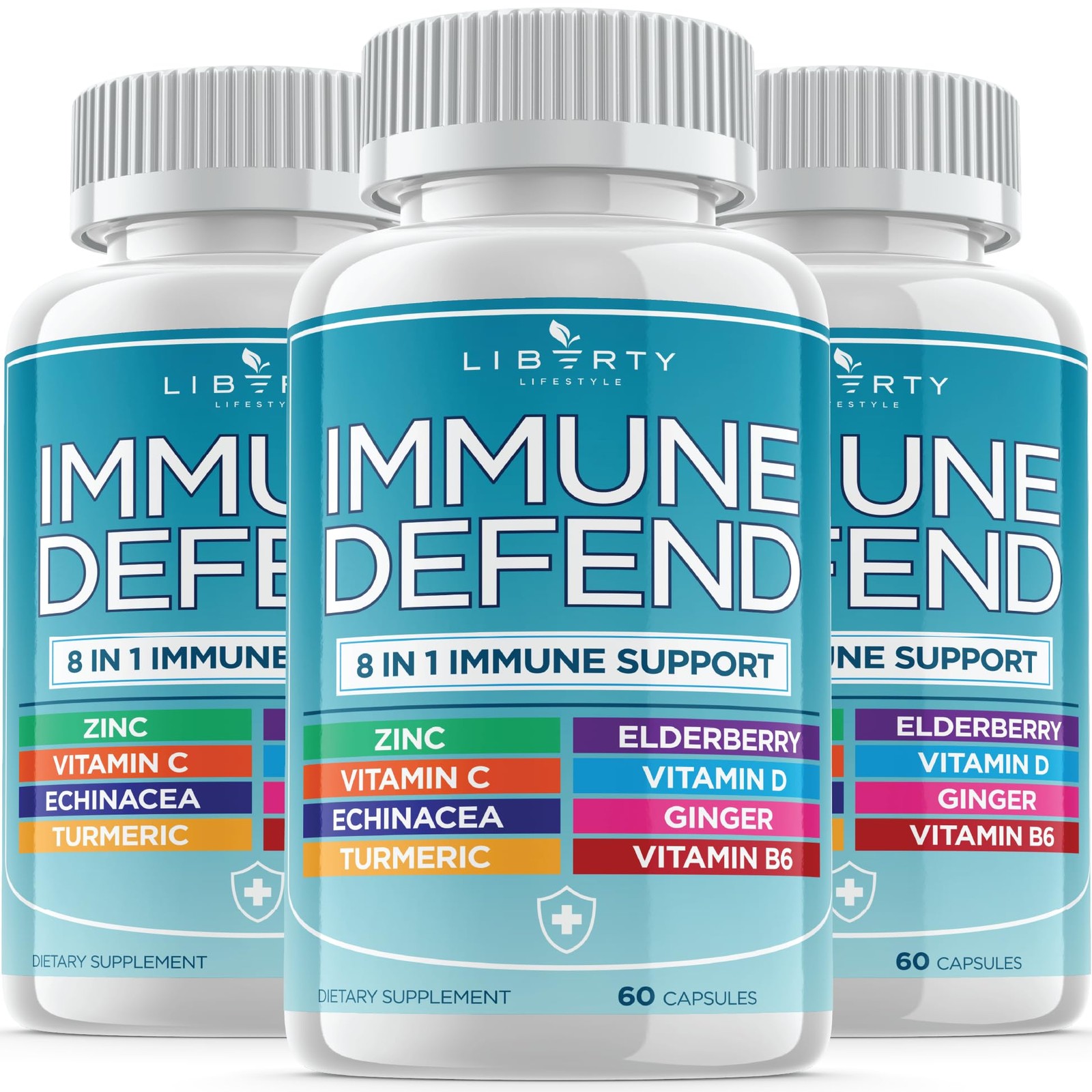 Liberty Lifestyle 8 in 1 Immune Supplement with 60 Count (Pack of 3)