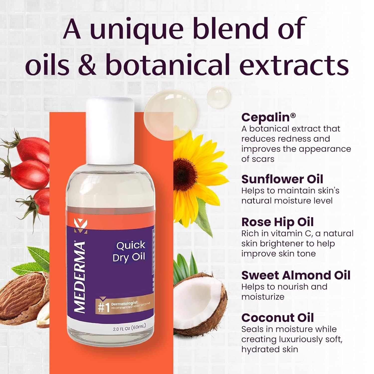 Mederma Quick Dry Oil 2 Oz Bottle- Scar and Stretch Mark Treatment – Exp 09/2026