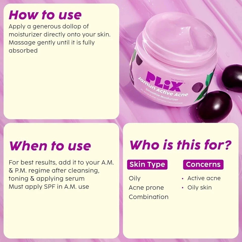 The Plant Fix Plix Jamun Active Acne Range Kit -Reduces Active Acne & Detoxifies