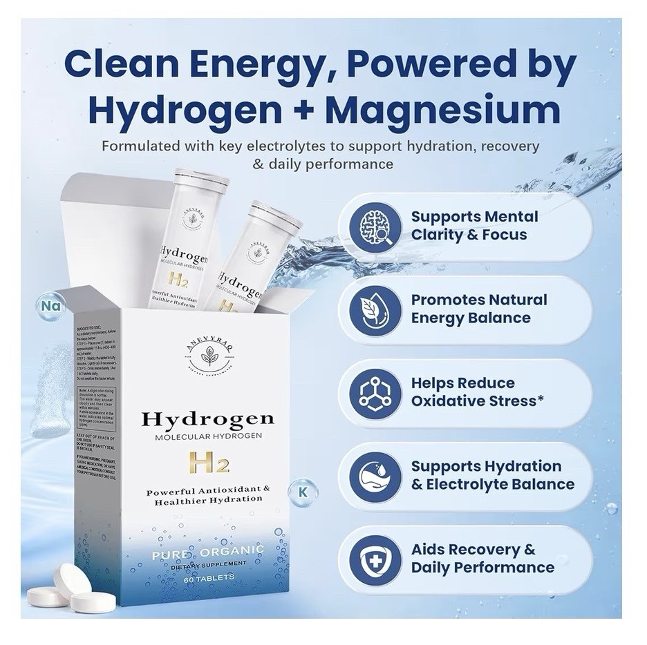 Hydrogen Molecular Hydrogen H2 Tablets Water Supplement 60 Tablets New