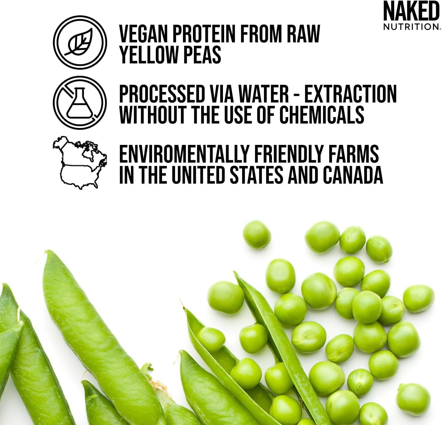NAKED Pea Protein Powder 5LB Unflavored Vegan NSF Certified 76 Servings