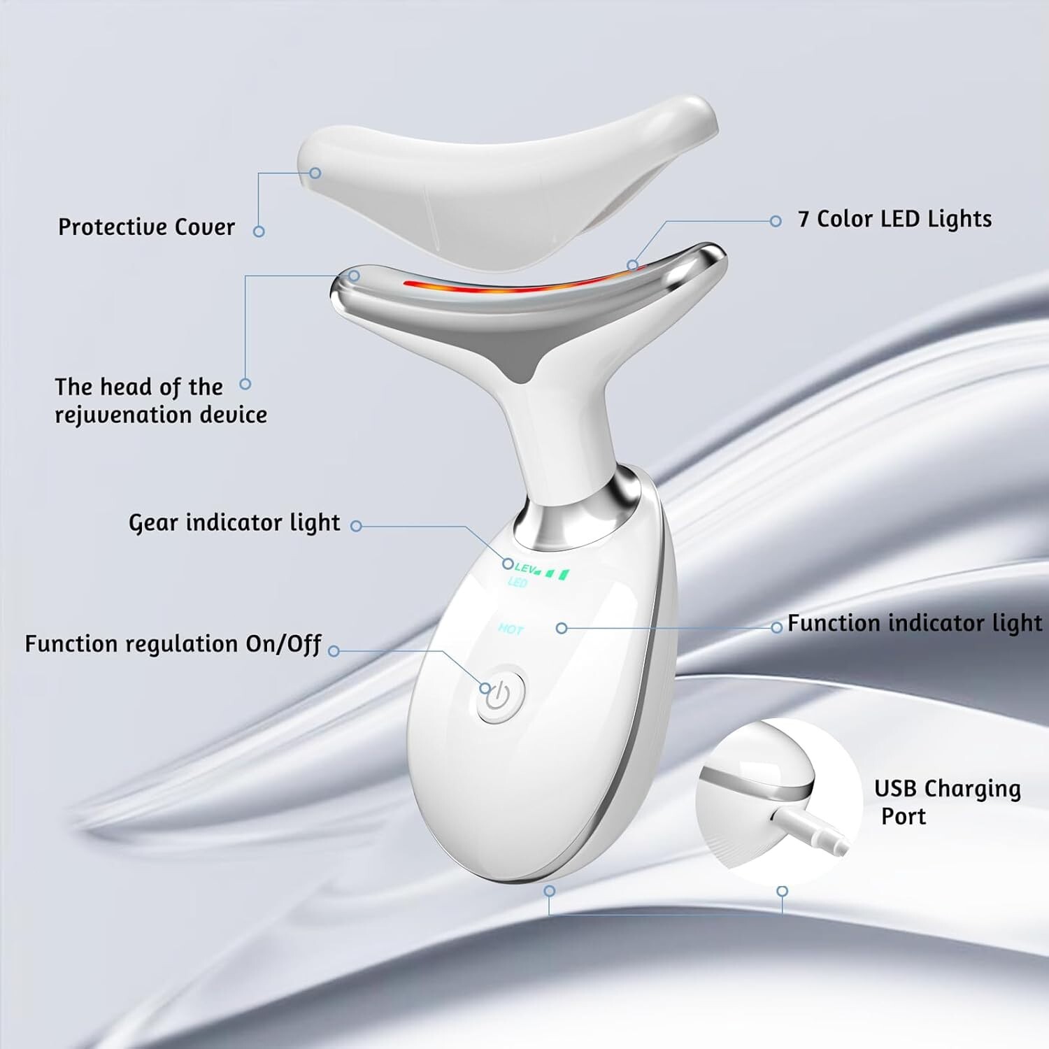 Facial Massager for Face and Neck,Red Light Therapy Wand,Face Tool for Skin Care