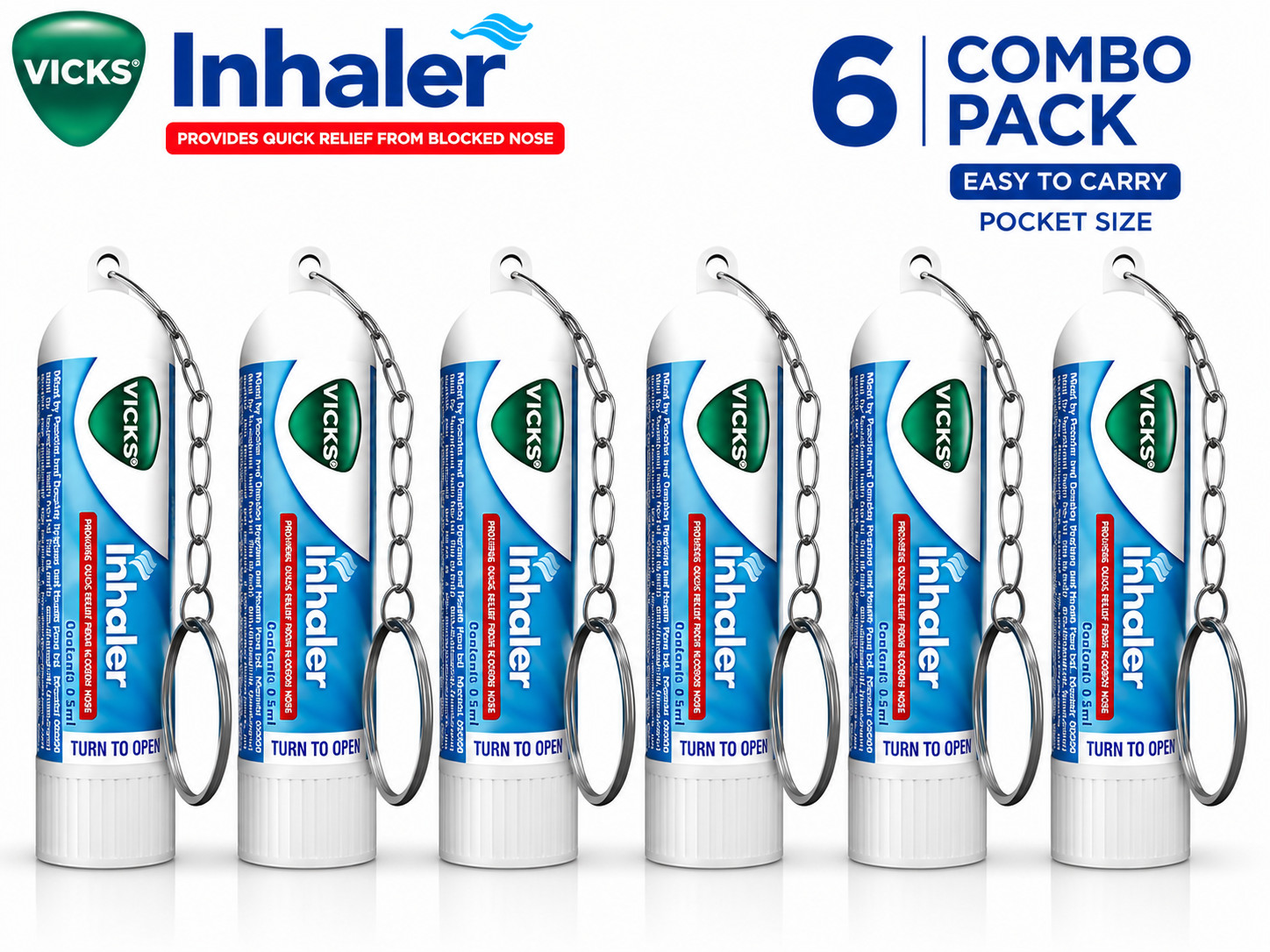 Vicks Nasal Inhaler Tube – 0.5 ml Pack of 6