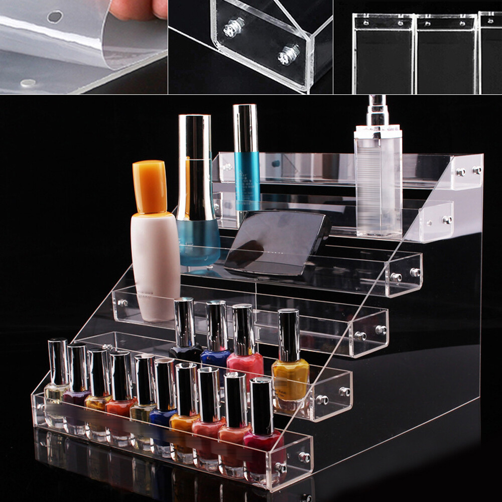 6-Tier Clear Acrylic Rack Perfume Makeup Ladder Display Stand Risers Shelf
