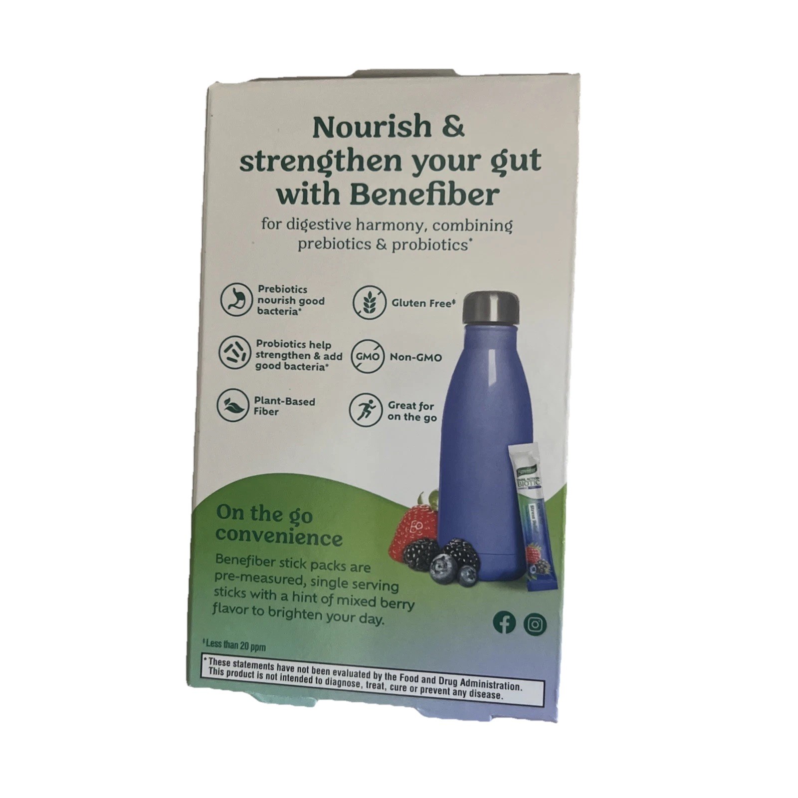 Benefiber Dual Action Biotic Plus Stress Relief Mixed Berry 18 Packs Exp 12/25