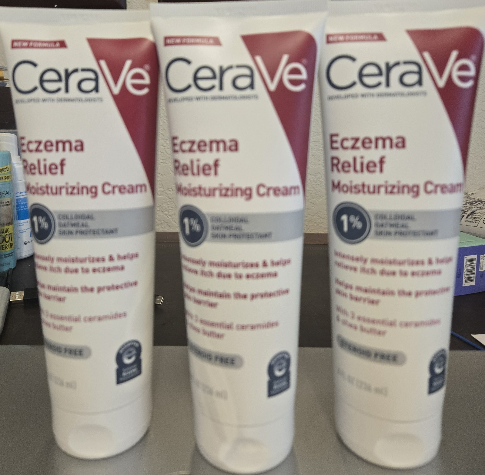 3 PK Cerave Eczema Relief Moisturizing Cream Colloidal Oatmeal, Shea Butter 8oz