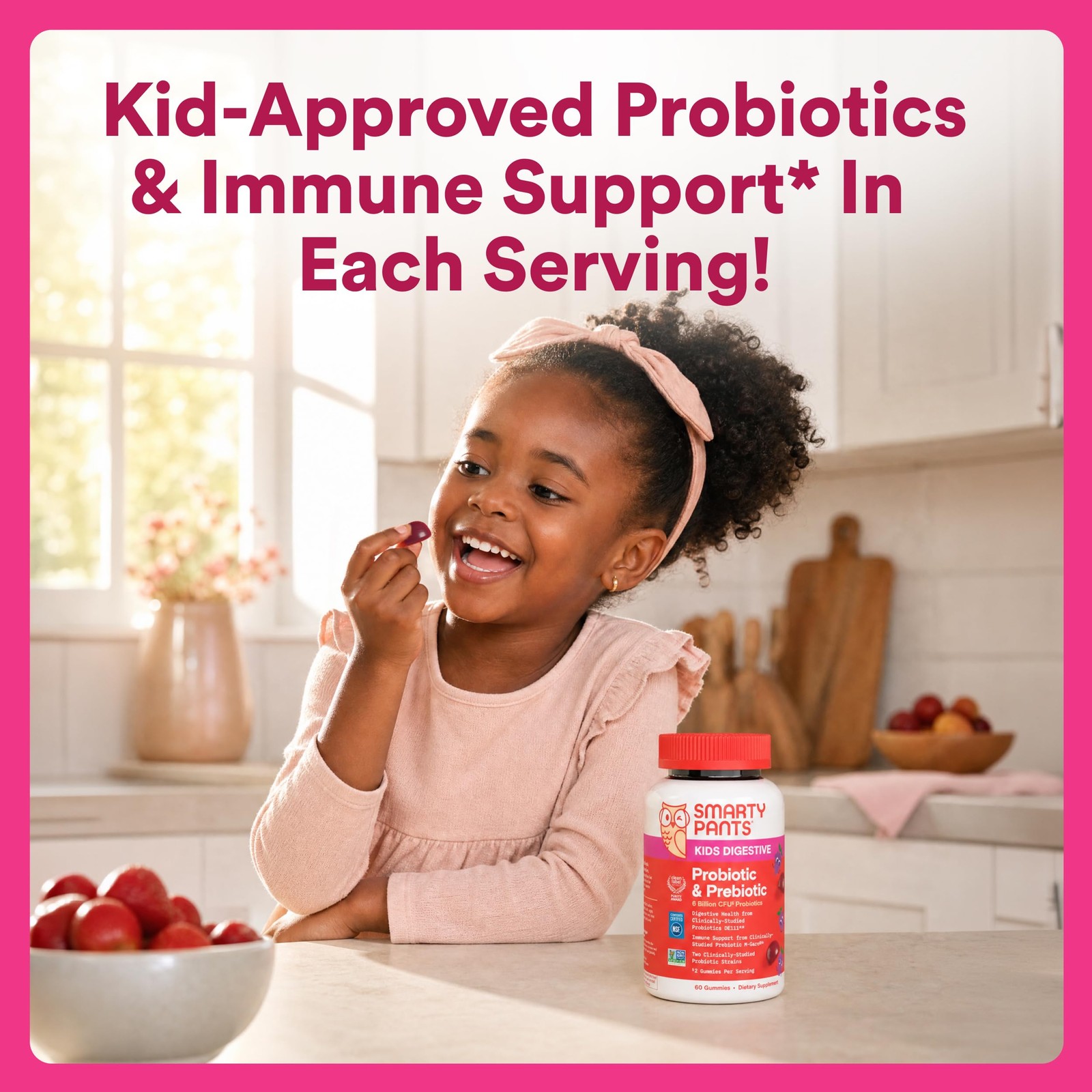 SmartyPants Kids Probiotic & Prebiotic Gummies for 60 Count (Pack of 1),