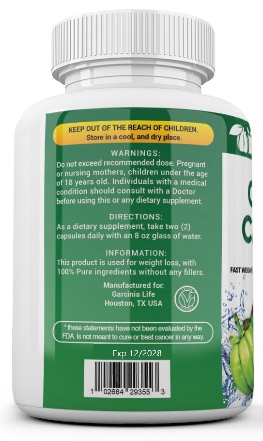 Weight Loss Garcinia Cambogia w/ Apple Cider Vinegar ACV Fat Burner Pills Diet
