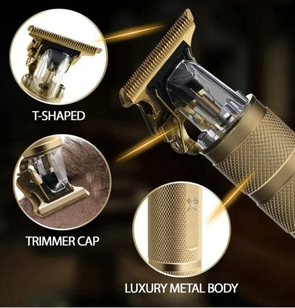 *NEW* Cutting Edge T-Blade Hair Trimmer Rechargeable Battery Gold 5-Piece Kit
