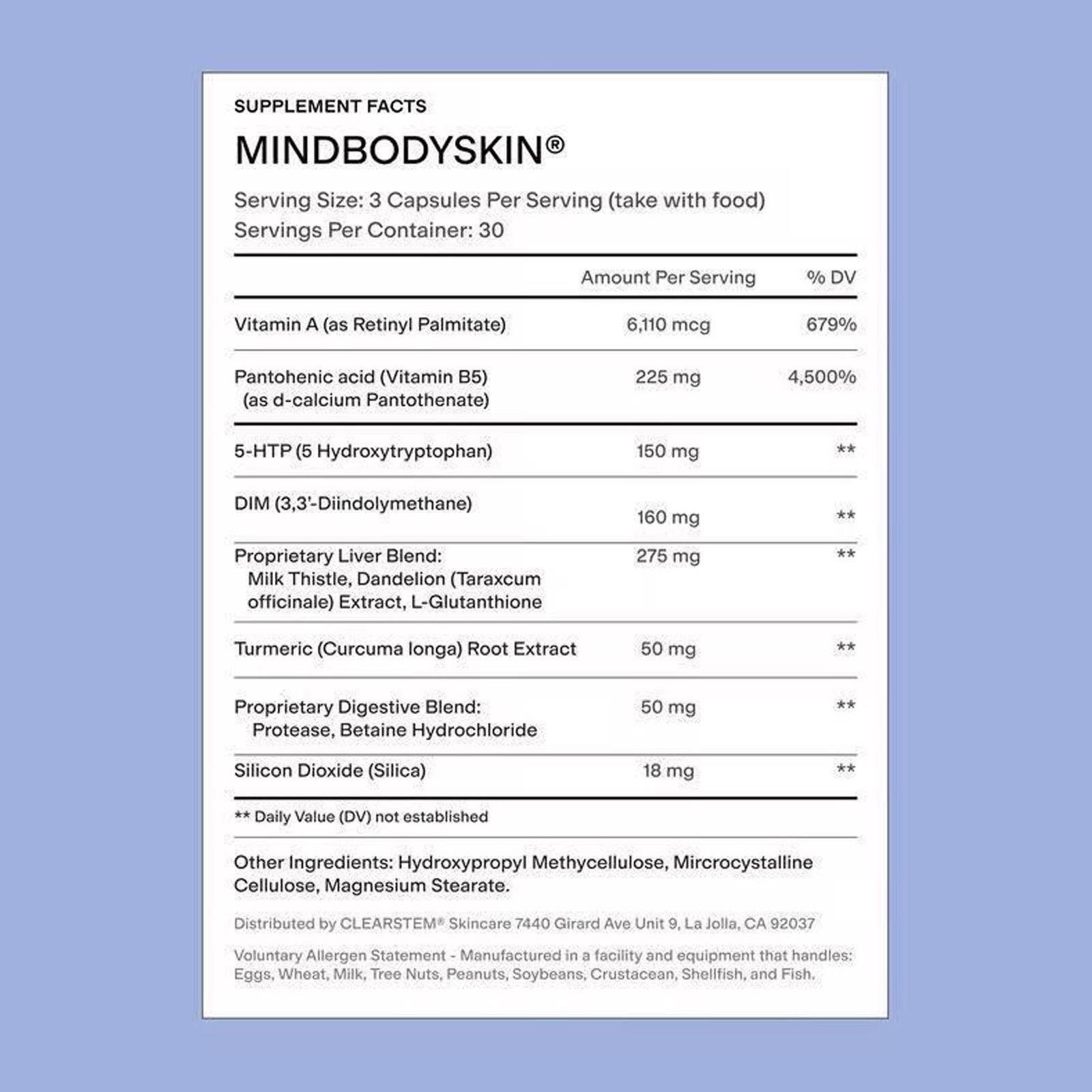 CLEARSTEM Mind•Body•Skin Vitamin Dietary Supplement– 90 Capsules