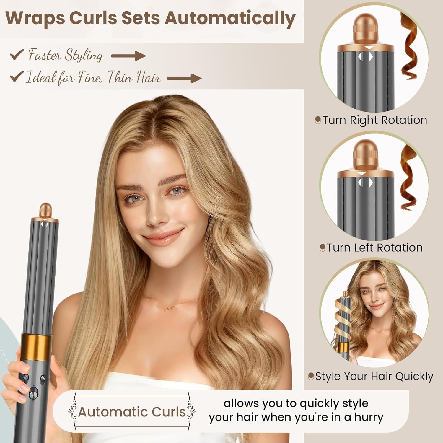 1.6IN Long Hair Barrels Attachment Compatible with Dyson Airwrap HS01 HS05 HS08