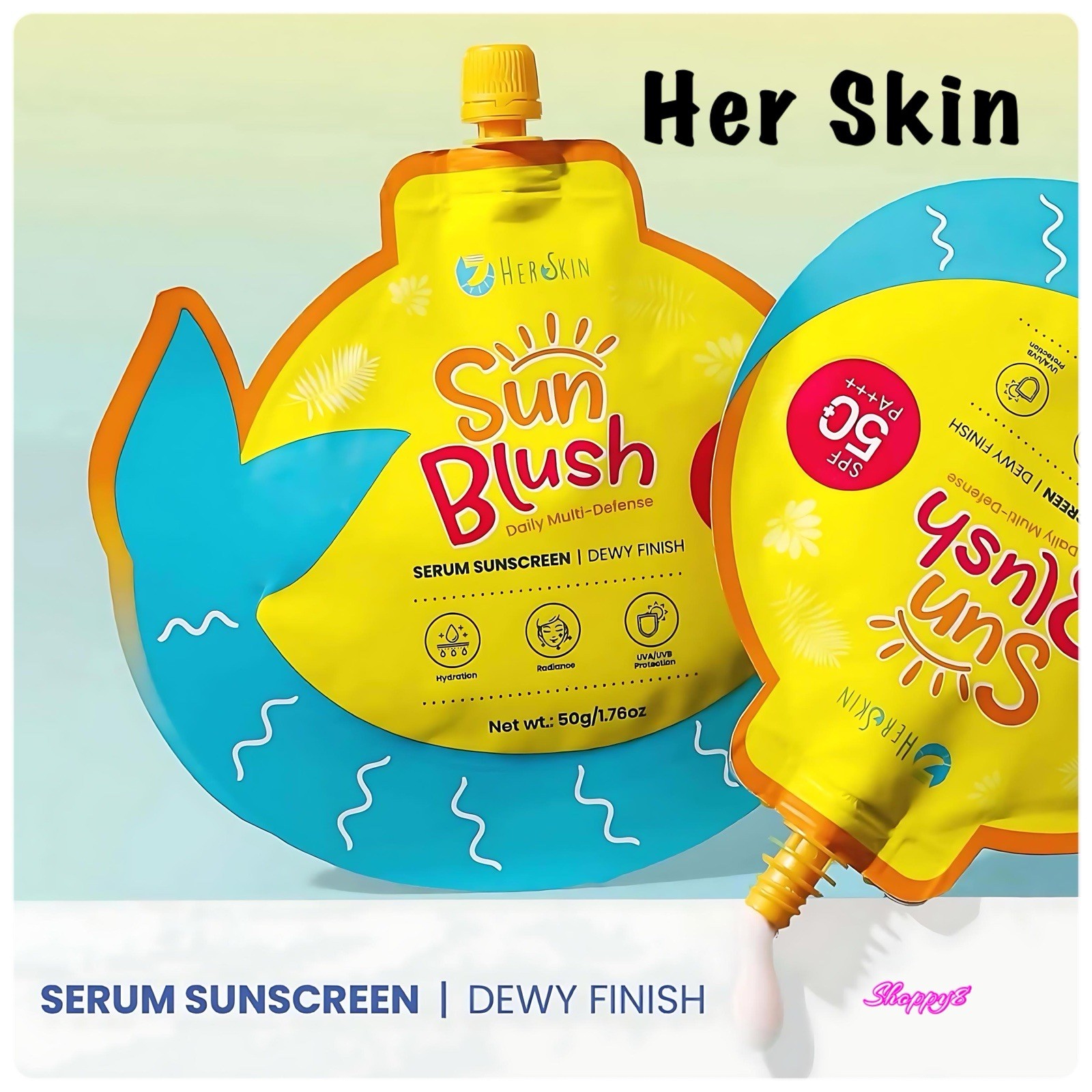 HerSkin Sun Blush Serum Sunscreen Dewy Finish SPF50 PA+++ (50g)