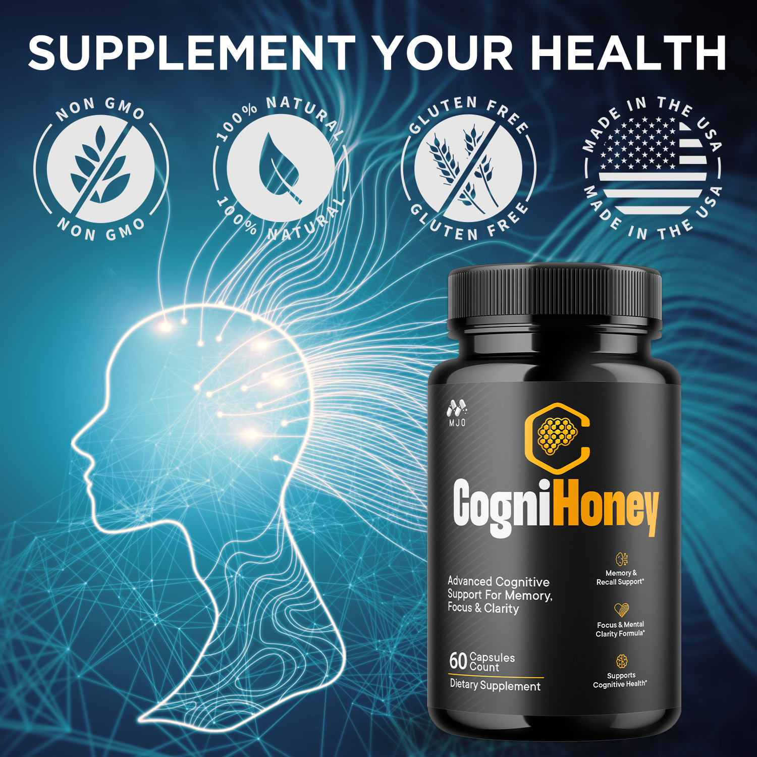 (5 Pack) CogniHoney Advanced Brain Support Supplement Cogni Honey 300 Capsules