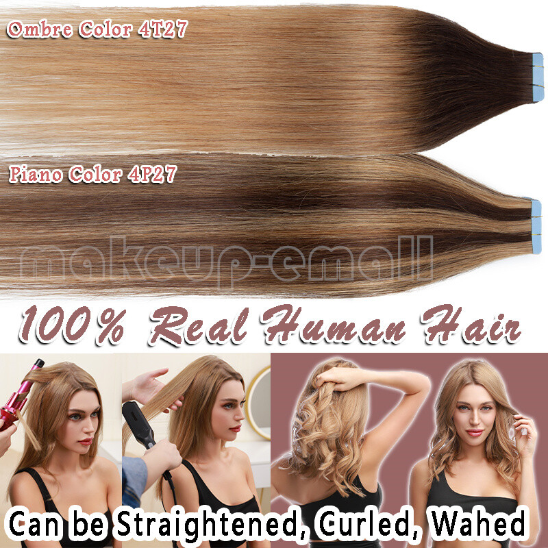Real Human Hair Extensions Tape In Invisible Skin Weft Hairpiece Real Remy Piece