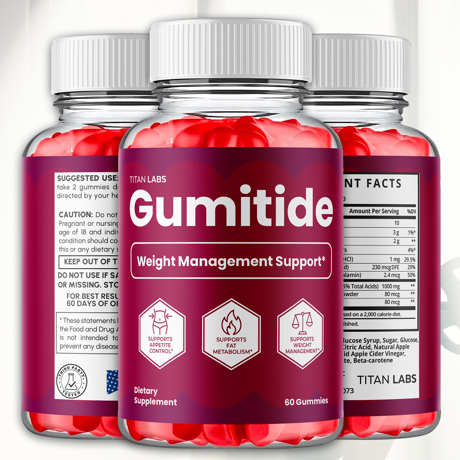 (1 Pack) Gumitide ACV Gummys 1000MG Advanced Gumi Tide Supplement 60 Gummies