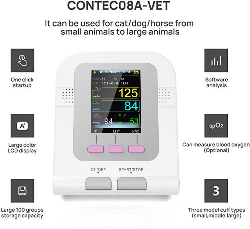 CONTEC 08AVet /Veterinary/Animal Digital Blood Pressure Monitor NIBP 6-11cm cuff