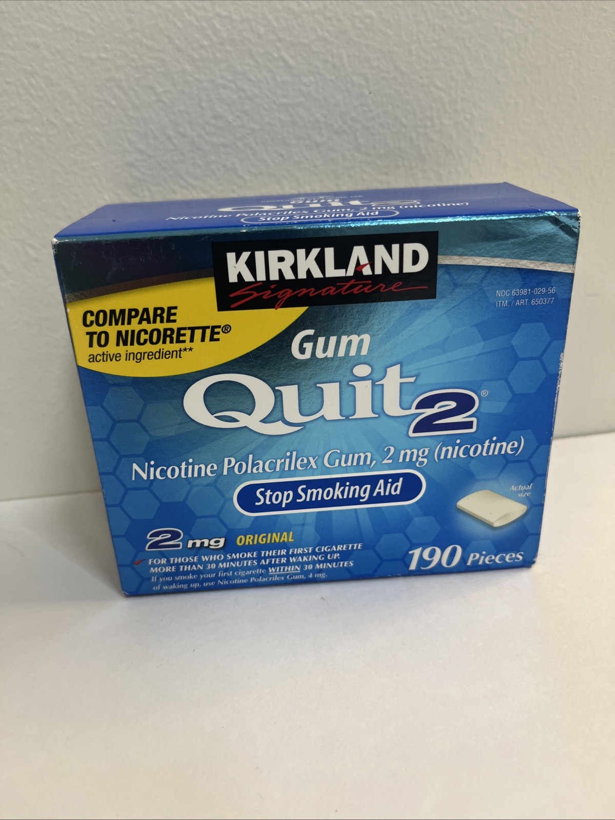 Kirkland Signature Quit 2 mg Gum Nicotine Polacrilex Stop Smoking Aid 190 Pieces