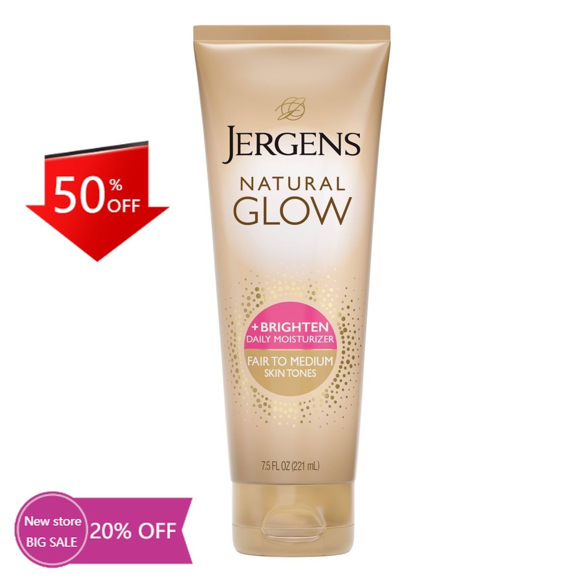 Jergens Glow Daily Moisturizer + Sunless Tanning Lotion-Fair To Medium-7.5 fl oz