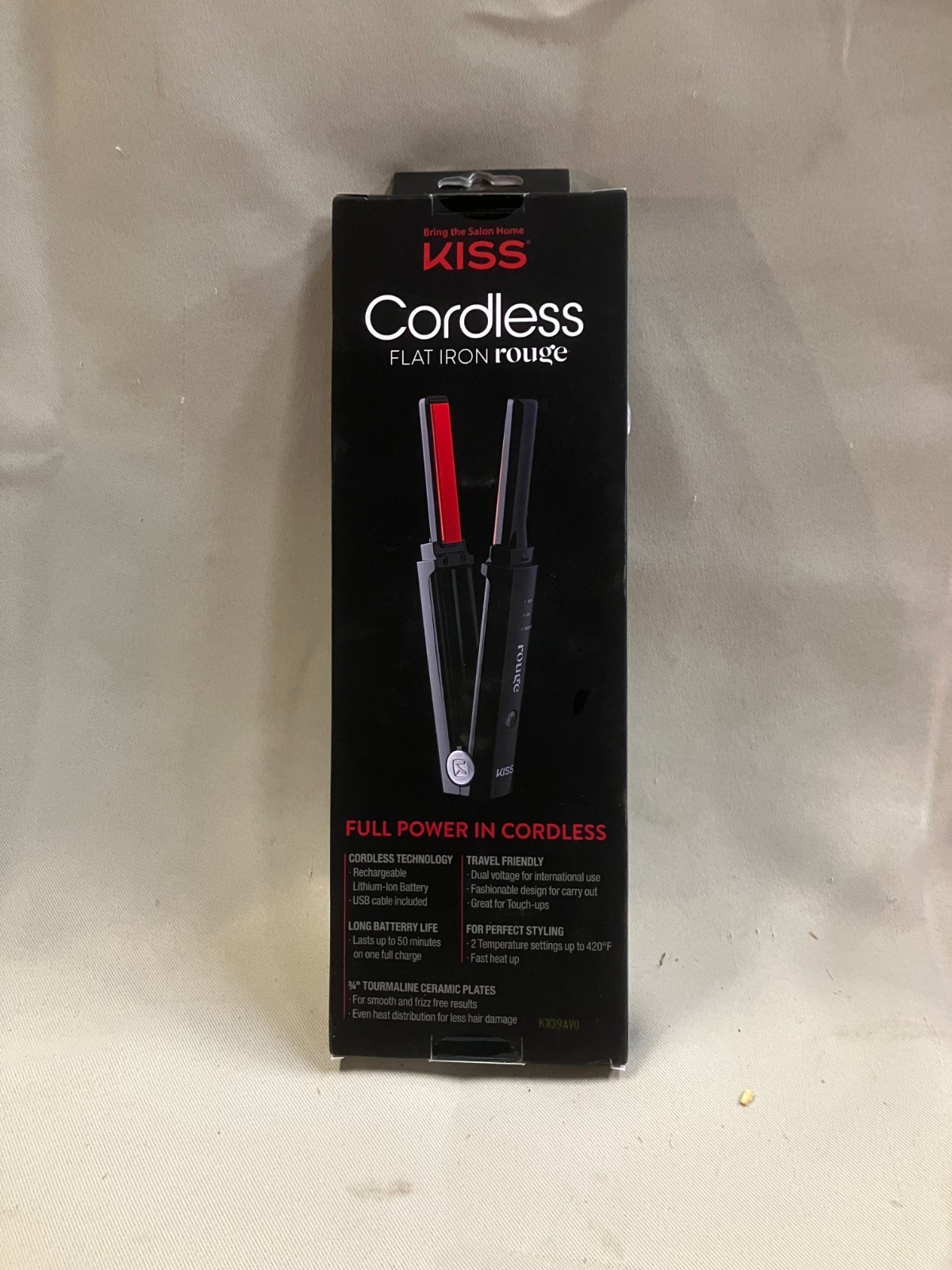 Kiss Cordless Flat Iron USB Rechargeable Hair Straightener travel friendly 3/4″