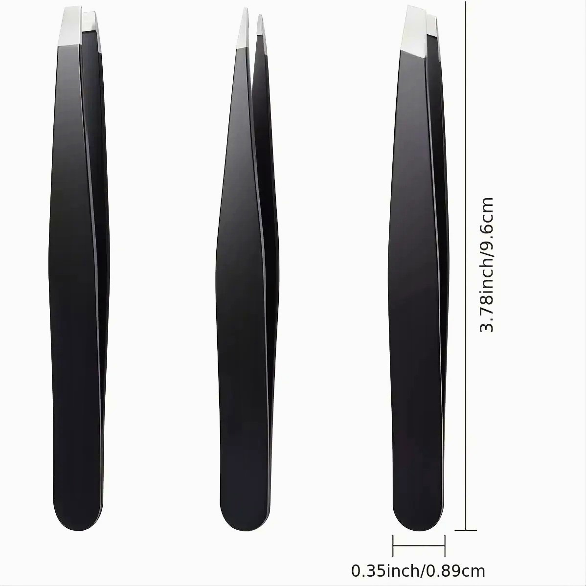 Professional 3PC Stainless Steel Tweezers Set Slant Tip Eyebrow Hair Remover