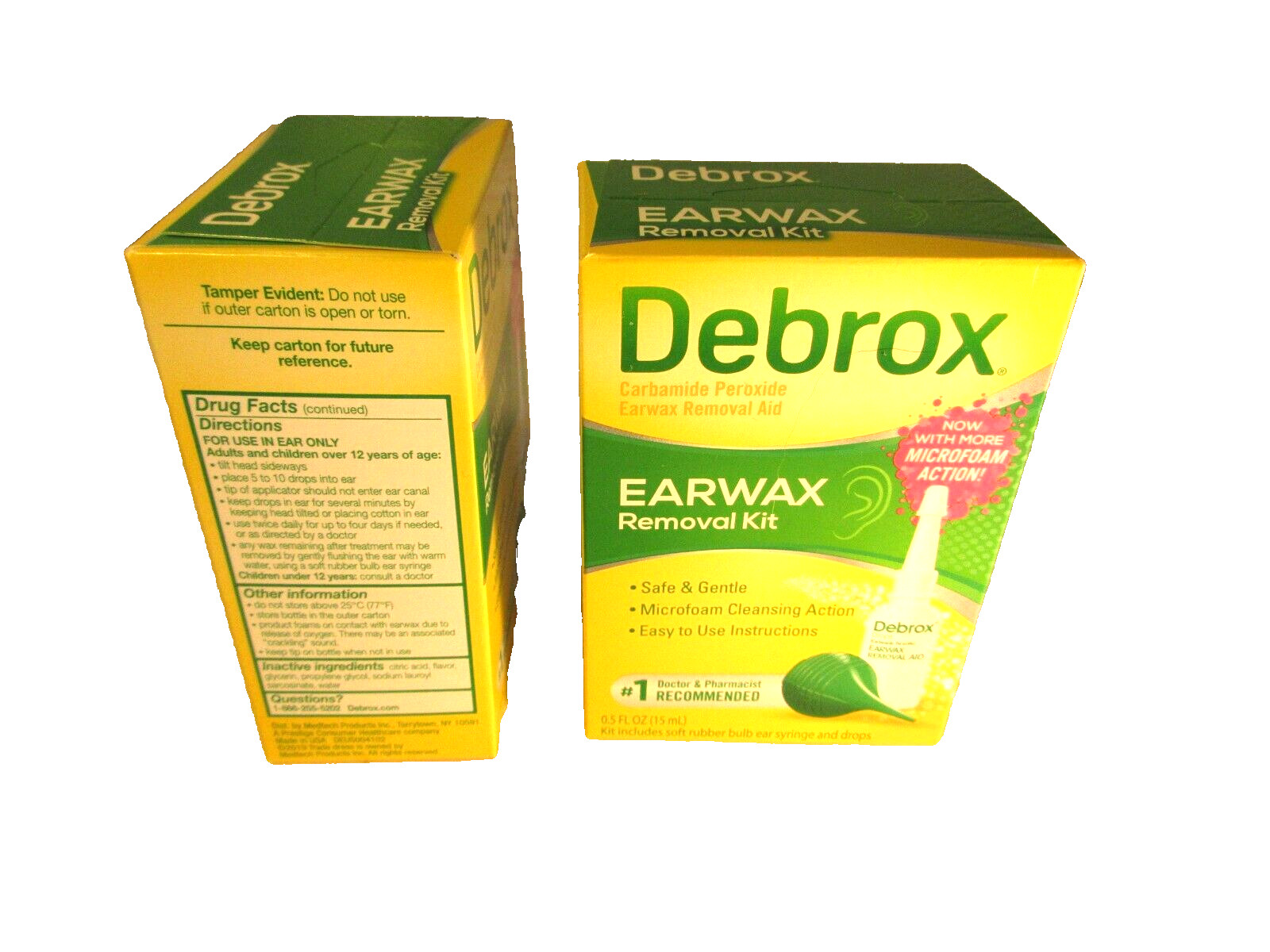 2 NEW BOXES Debrox Earwax Removal Kit, Includes Drops and Ear Syringe Bulb 12/25