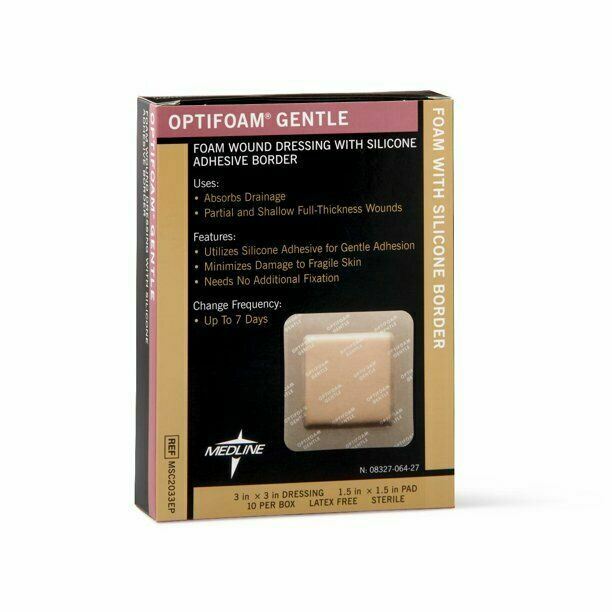 Medline Optifoam Gentle Foam Wound Dressing 3″ x 3″ Box of 10 -MSC2033EP