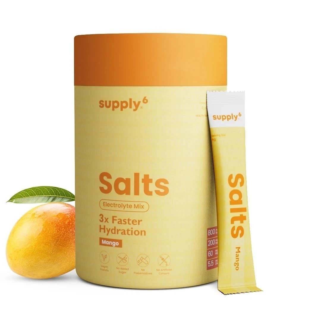 Supply6 Salts | Electrolyte Mix | Zero Added Sugar, (54 Servings, Mango)