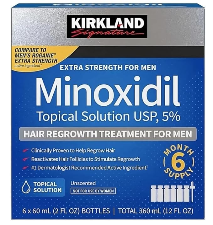 Minoxidil 5% Extra Strength Kirkland Signature for Men Hair Regrowth 6 Month