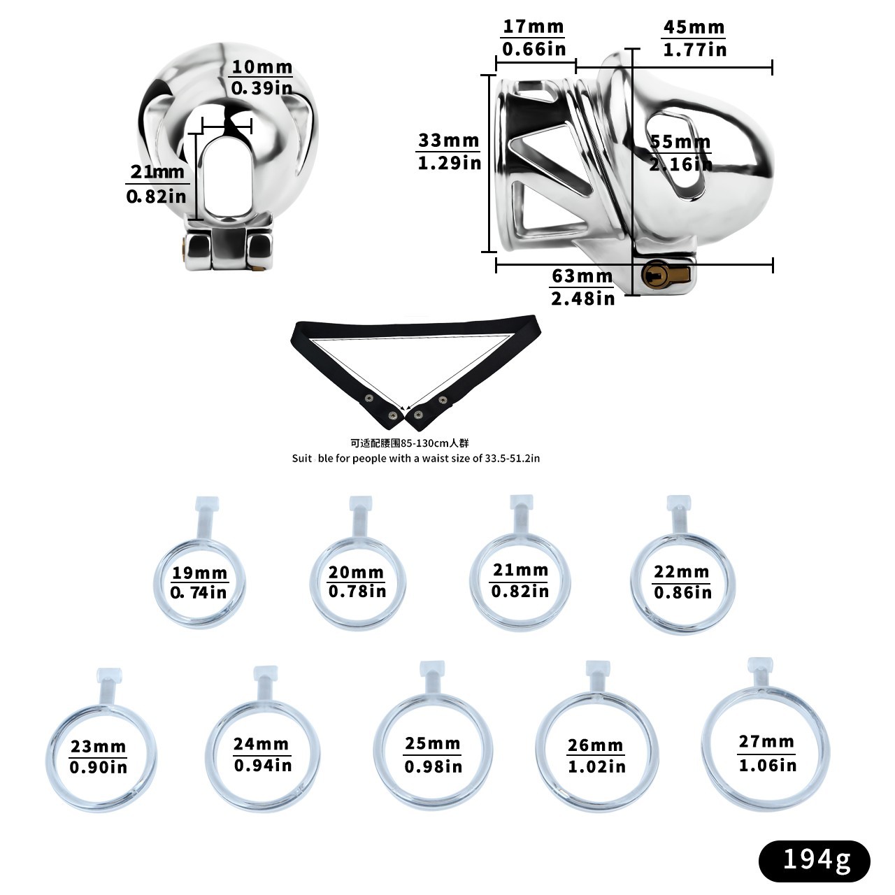 Male Chastity Cage device Head Breathable Chastity Lock ABS Stainless Steel USA