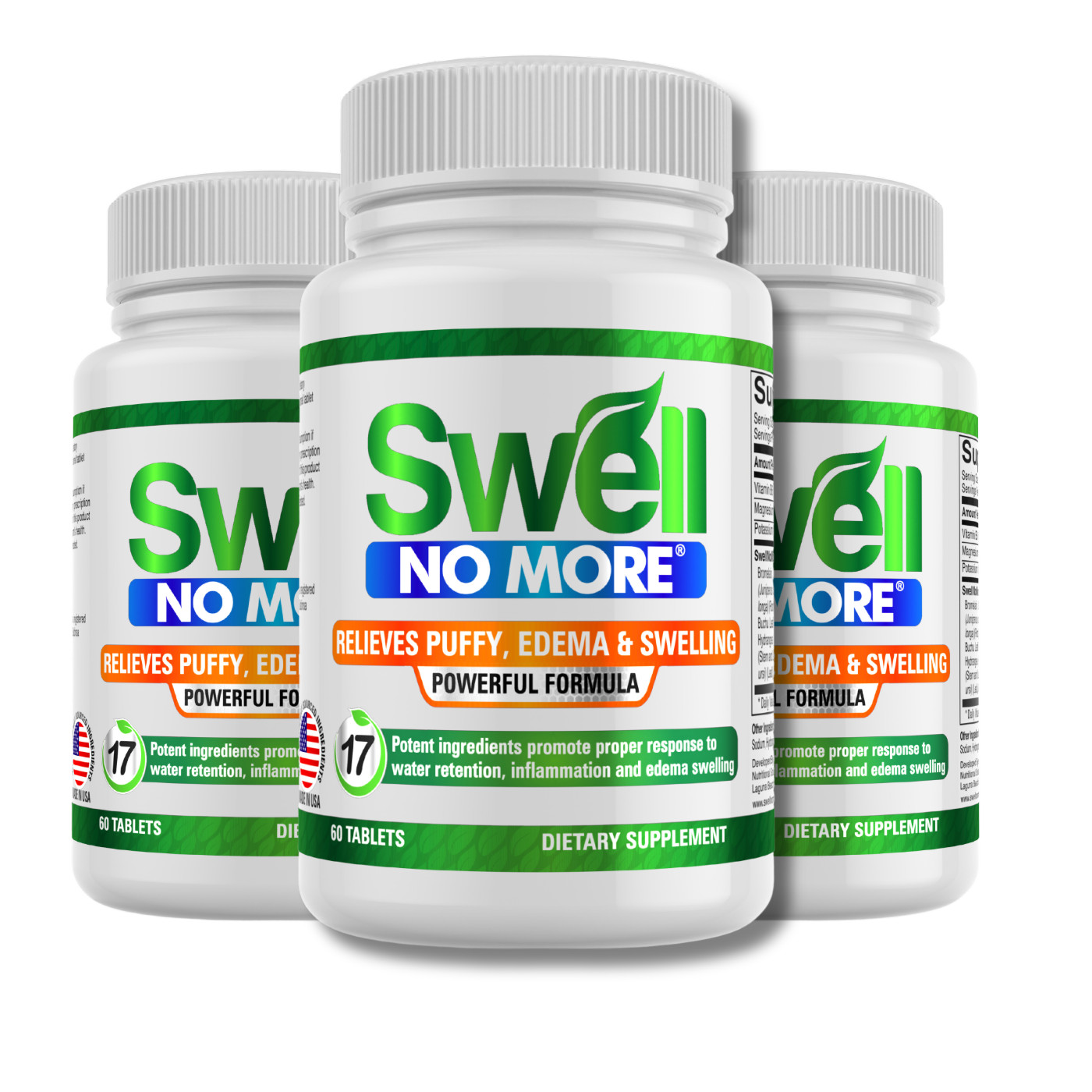 Swell No More Reduces Puffy Eyes Swollen Feet Legs Ankles Edema Swelling 3 Pack