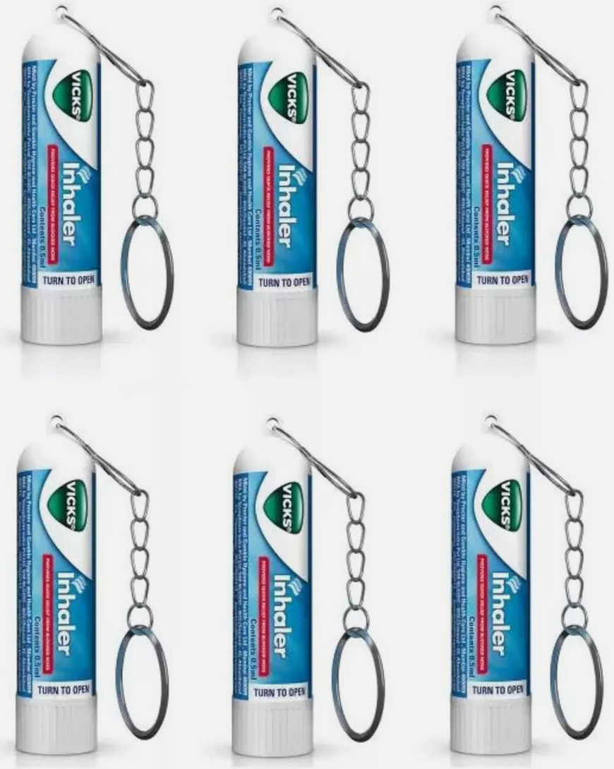 Vicks Inhaler for Nasal Congestion Cold Blocked Nose Relief Pack of 6 NEW