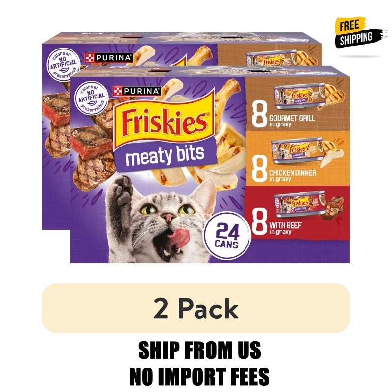 (2 pack) Friskies Meaty Bites Variety Pack Wet Cat Food, 5.5 oz Cans