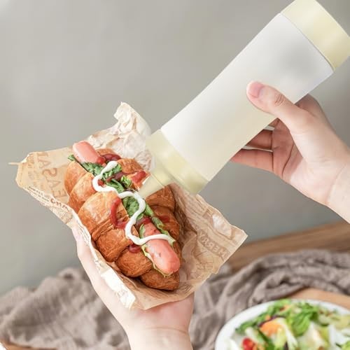 3-Pack 12Oz Plastic Squeeze Sauce Bottles with Leak-Proof Flip Caps for Beige