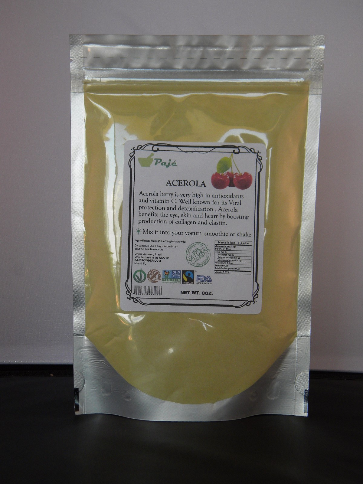 ACEROLA powder berry fruit 4oz 8oz 16oz 1lb 32oz 2lb 3lb 4lb 8lb 55lb PAJE BRAND