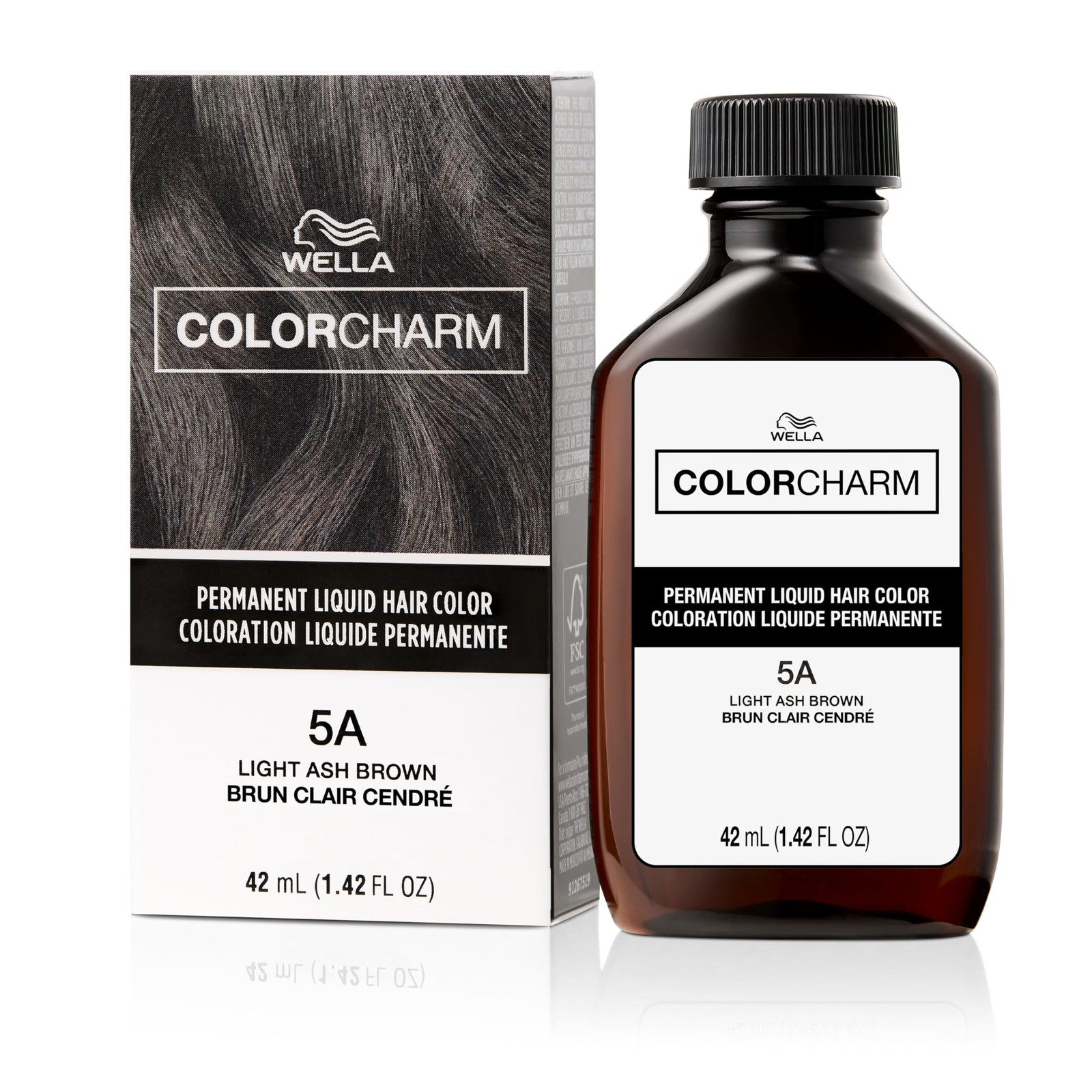 Hair Color Permanent Liquid 5A Light Ash Brown 1.42 Fl Oz COLORCHARM Gray