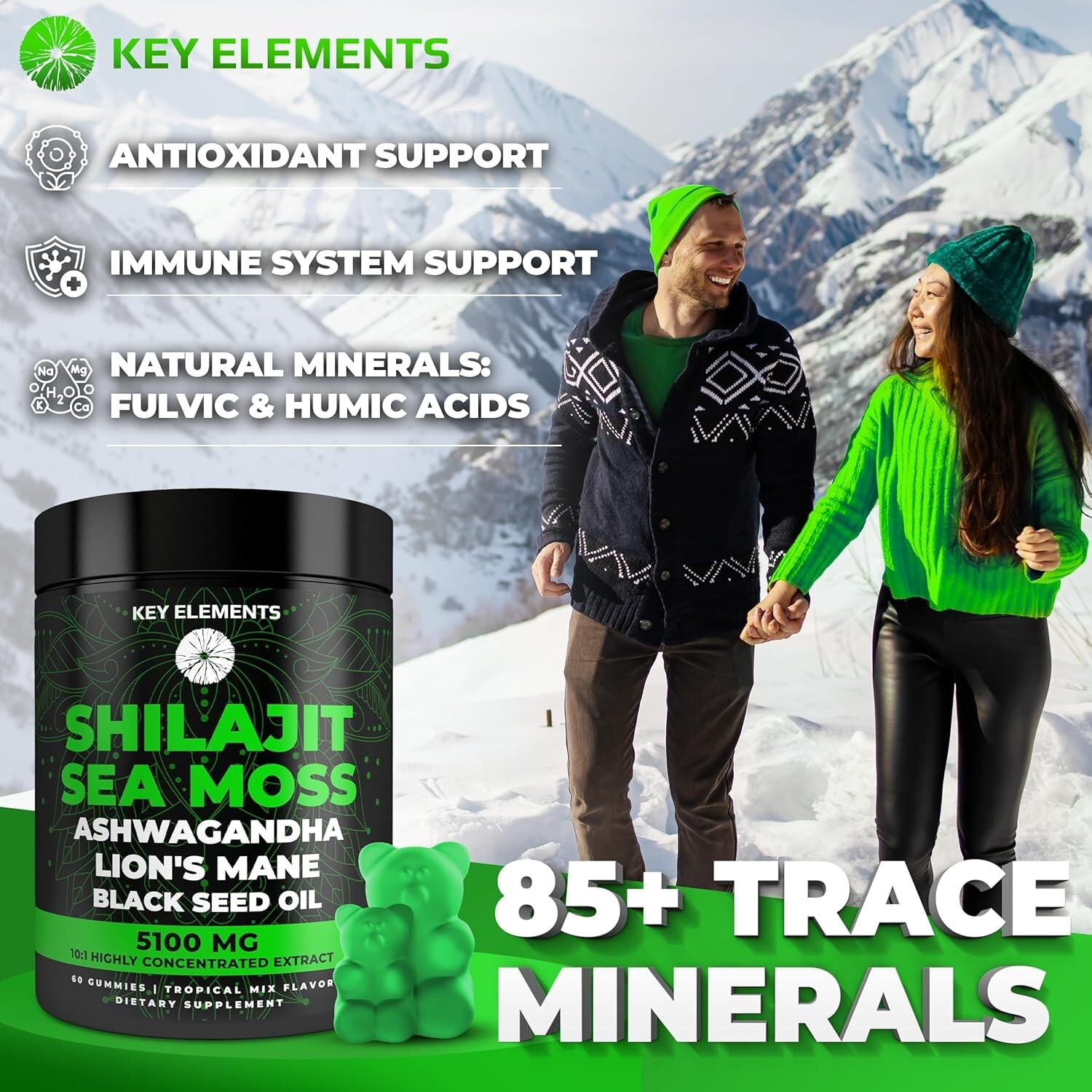 Organic Shilajit Gummies with Sea Moss Gummies Shilajit Supplement for Immune Sy