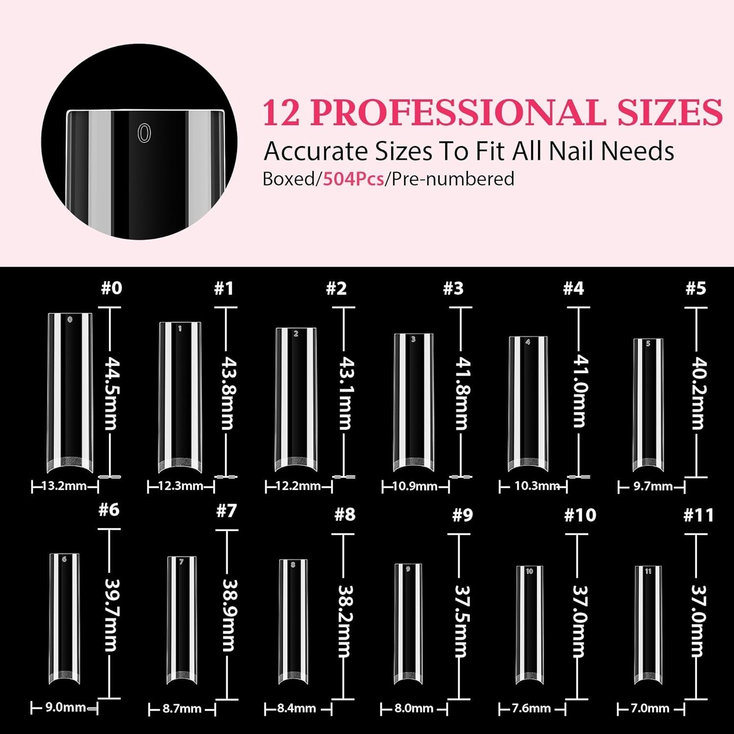 Clear 216 PCS Half Cover Tapered Square Nail Tips – Perfect for Lasting Elegance