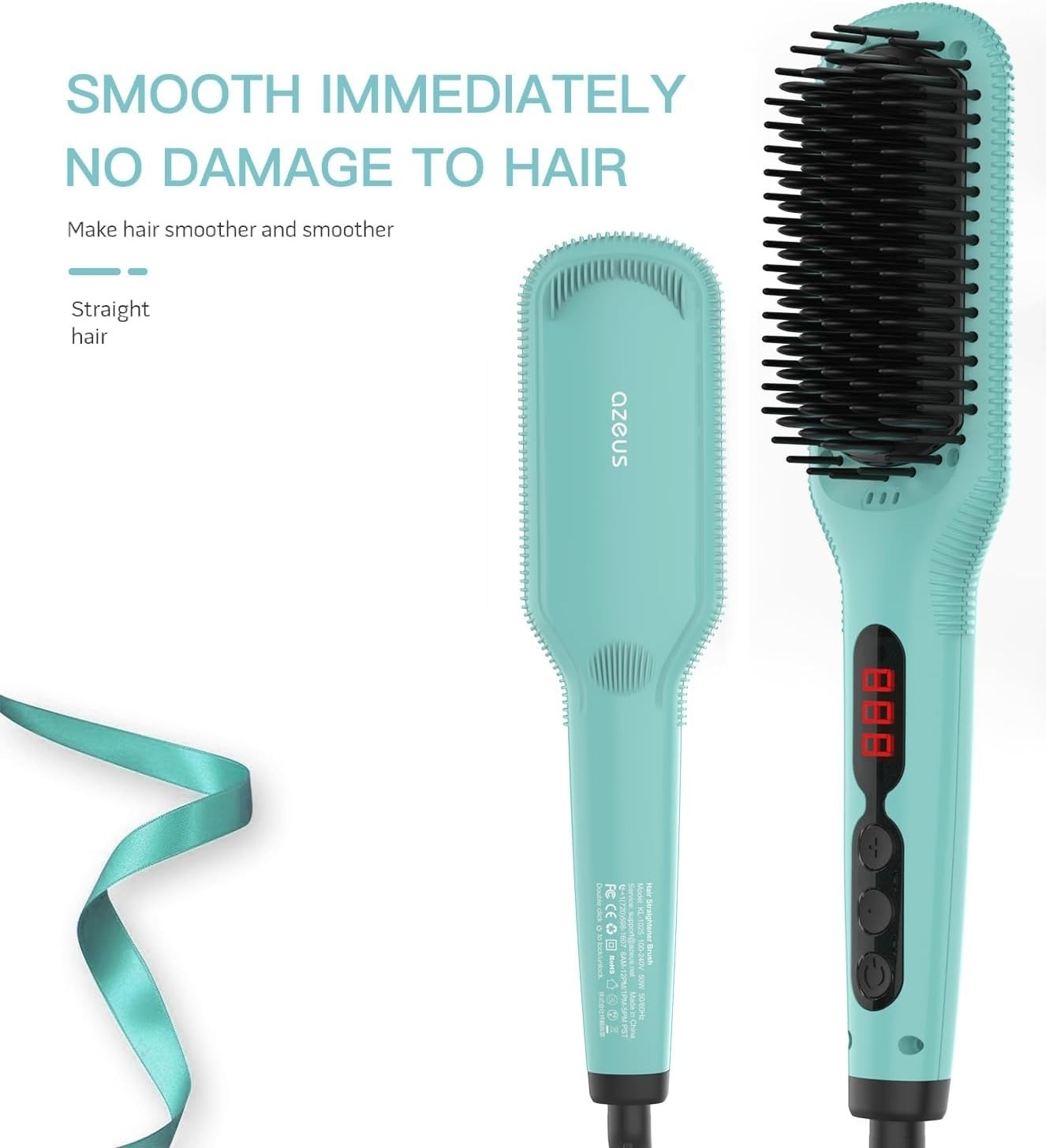 Ionic Hair Straightener Brush, Adjustable 30s Fast MCH Ceramic Heating Hair Stra