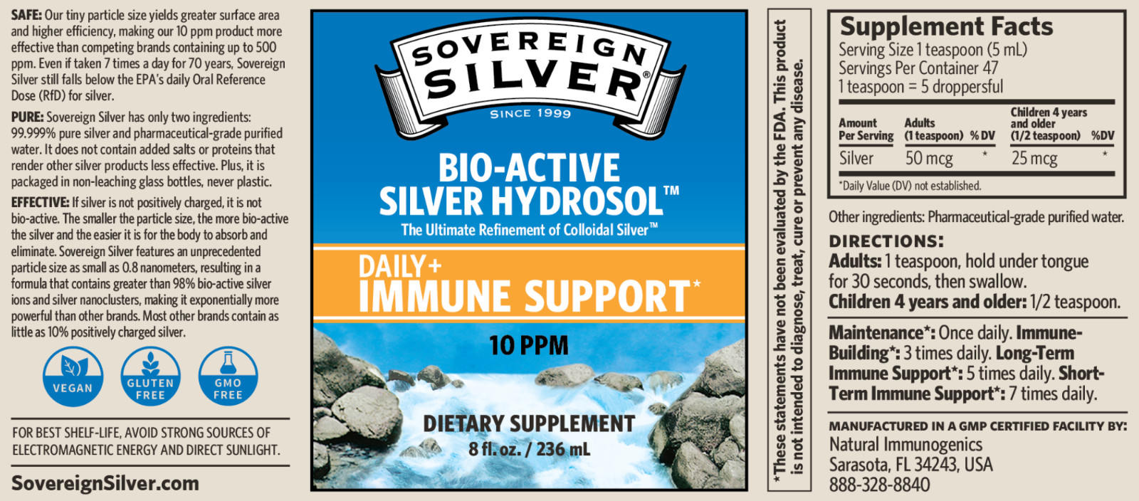 Sovereign Silver 8 fl oz Dropper Bottle – Bio-Active Silver Hydrosol ex 02/2028