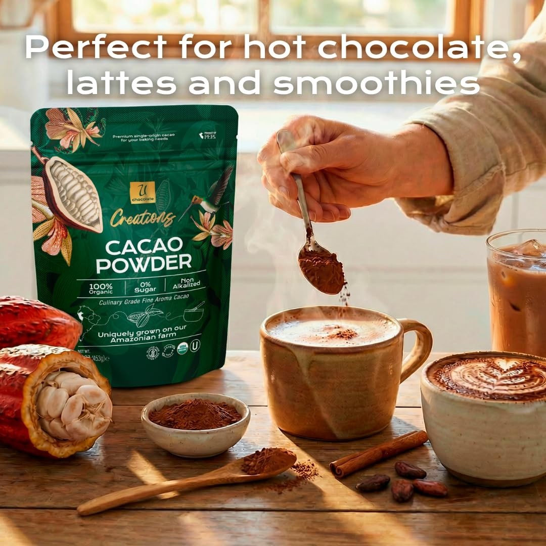 1 LB (16 OZ ) Organic Raw Cacao Powder 100% Pure, ALL NATURAL,ALWAYS FRESH