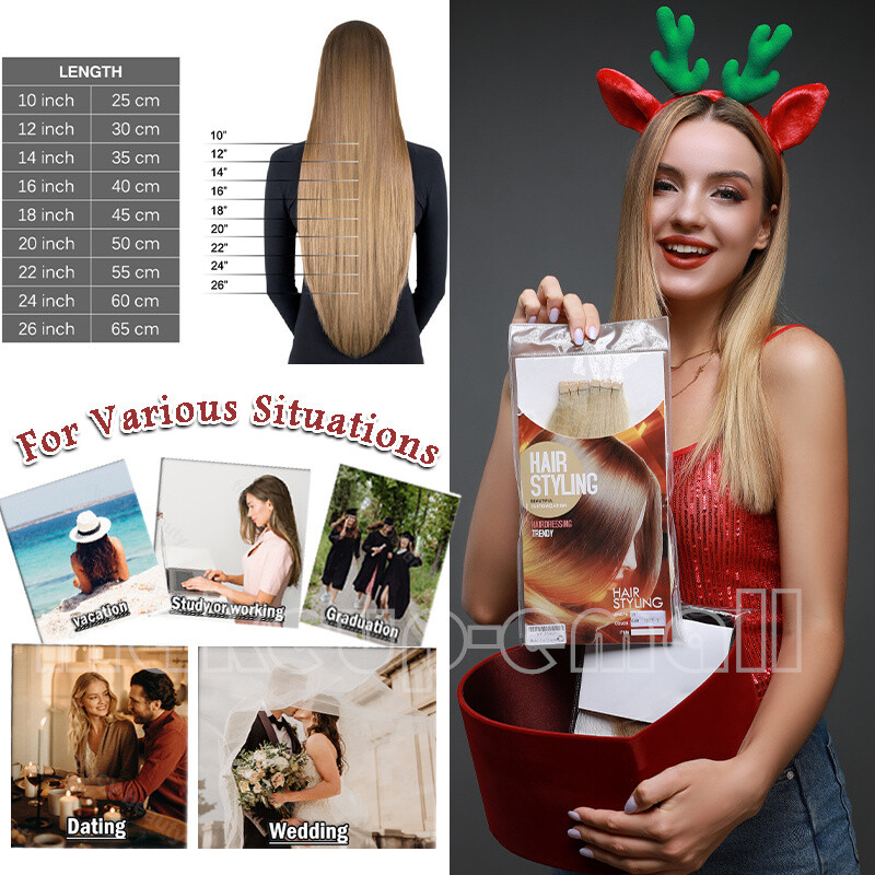 Real Human Hair Extensions Tape In Invisible Skin Weft Hairpiece Real Remy Piece