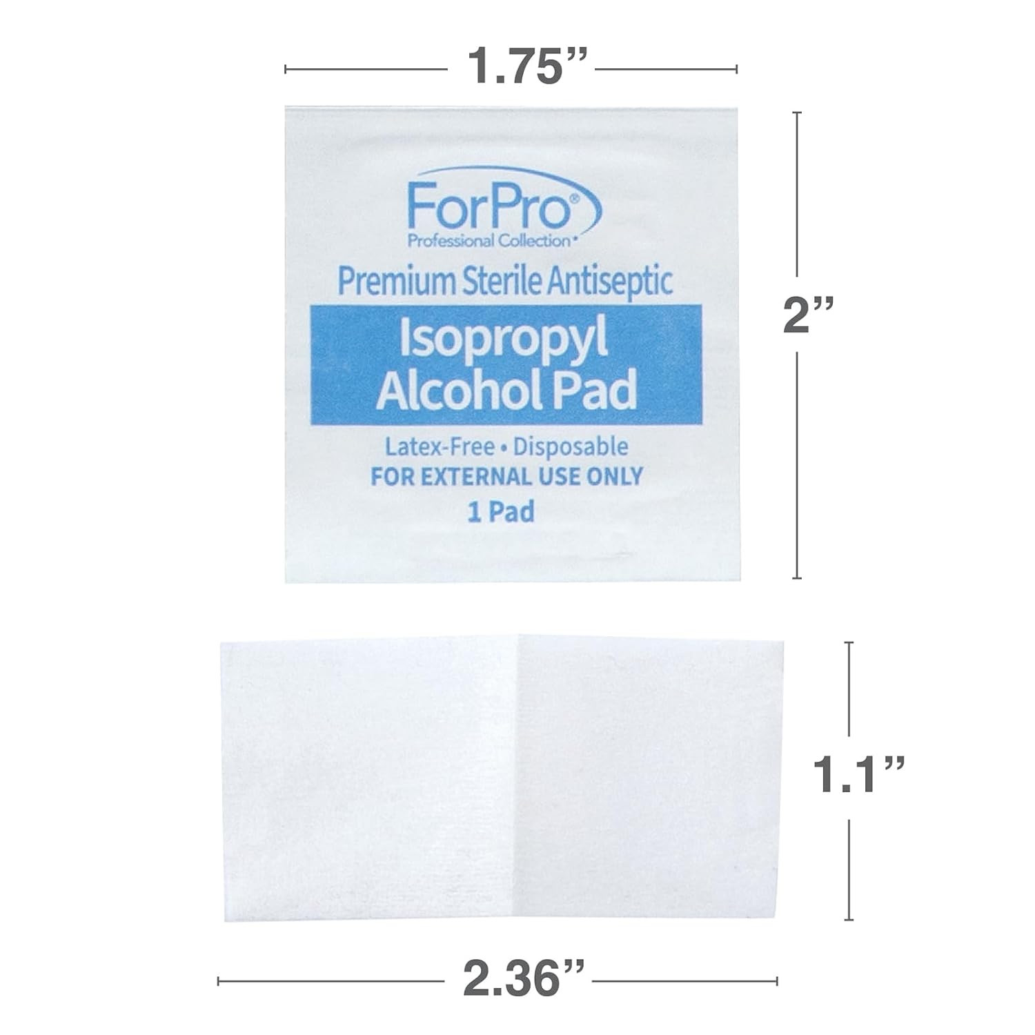 Forpro Premium Sterile Alcohol Prep Pads, 70% Isopropyl, 200 Medium 2-Ply Antise