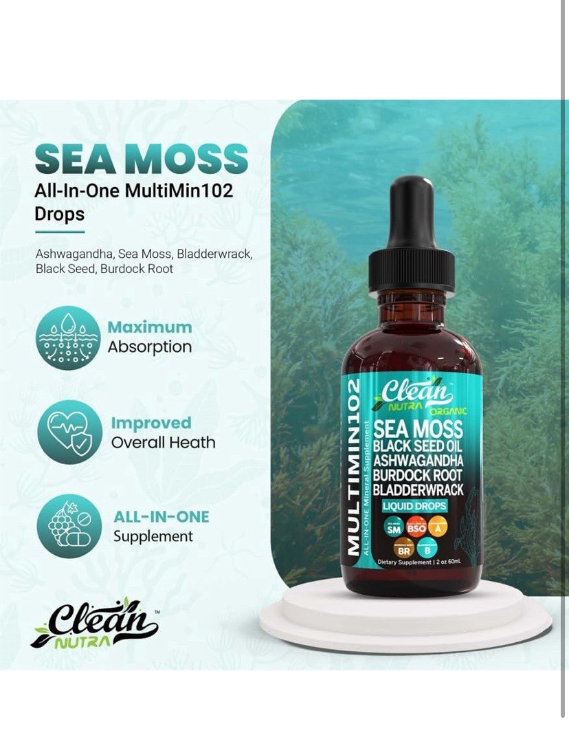 Clean Nutra Sea Moss Liquid Drops 2pk Organic Multi Vitamin Mineral Exp 01/2027