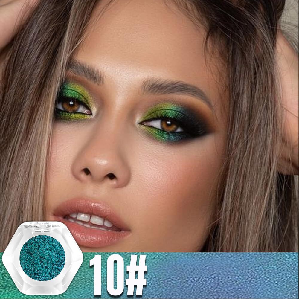 evpct Green Teal Shimmery Eyeshadow Palette, Teal Glitter Loose High Pigment