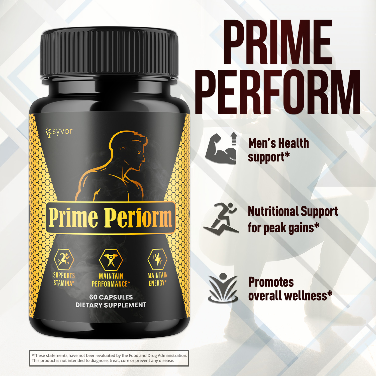 (5 Pack) Prime Perform Advanced Male Support Supplement PrimePerform 300 Capsule